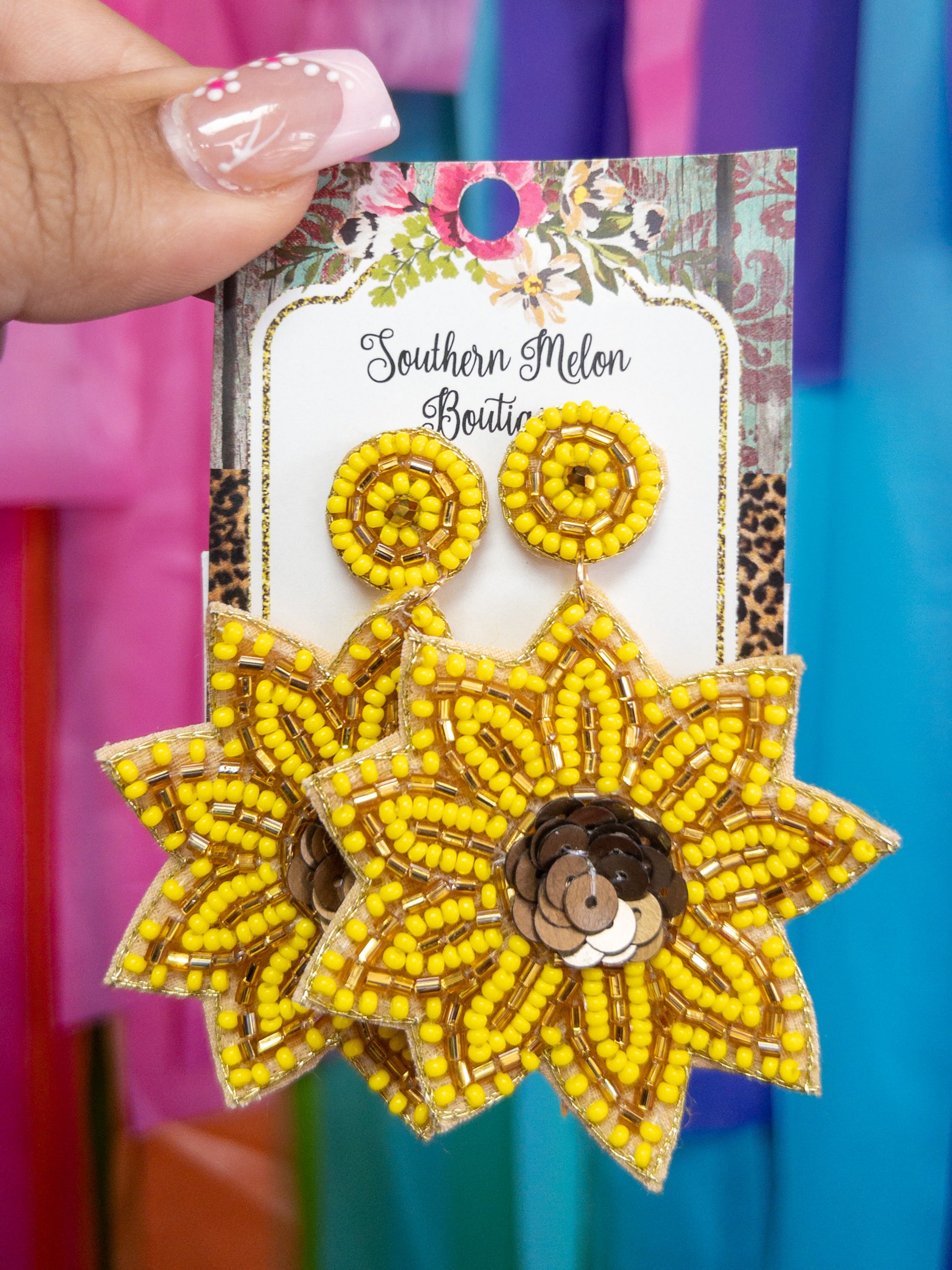 BEADED SUNFLOWER POST