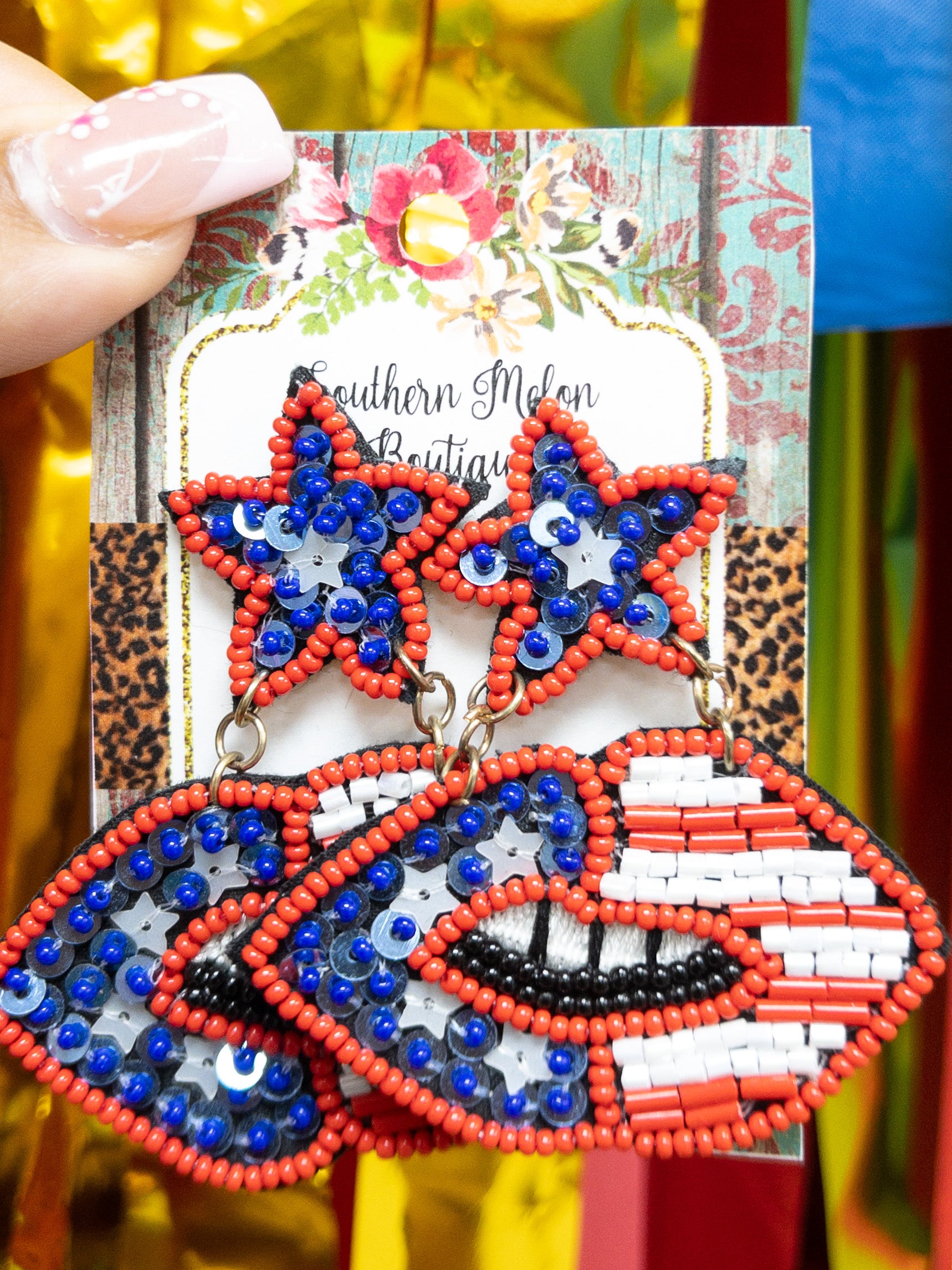 PATRIOTIC BEADED SPLIT LIPS