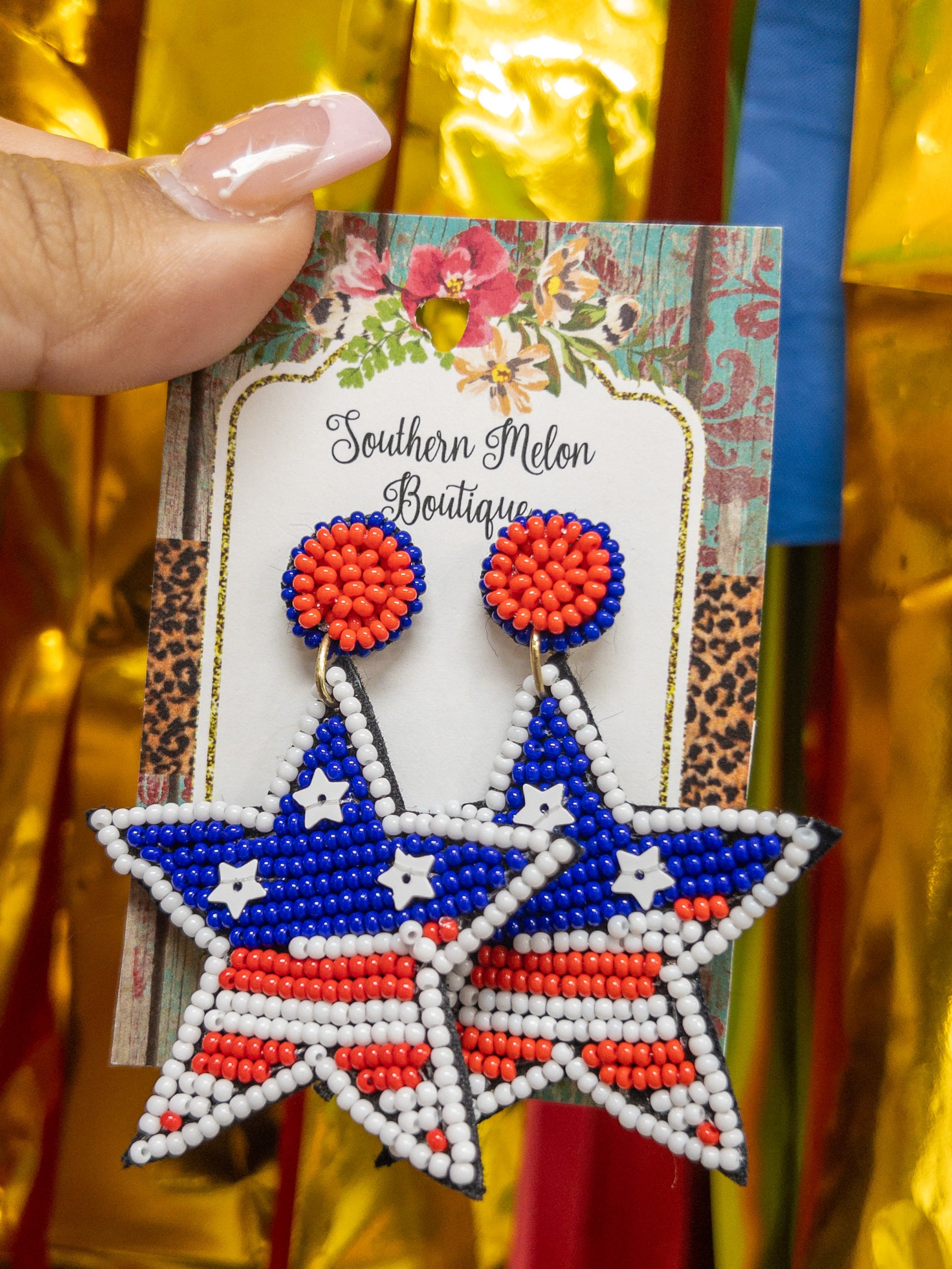 PATRIOTIC POST STAR EARRINGS