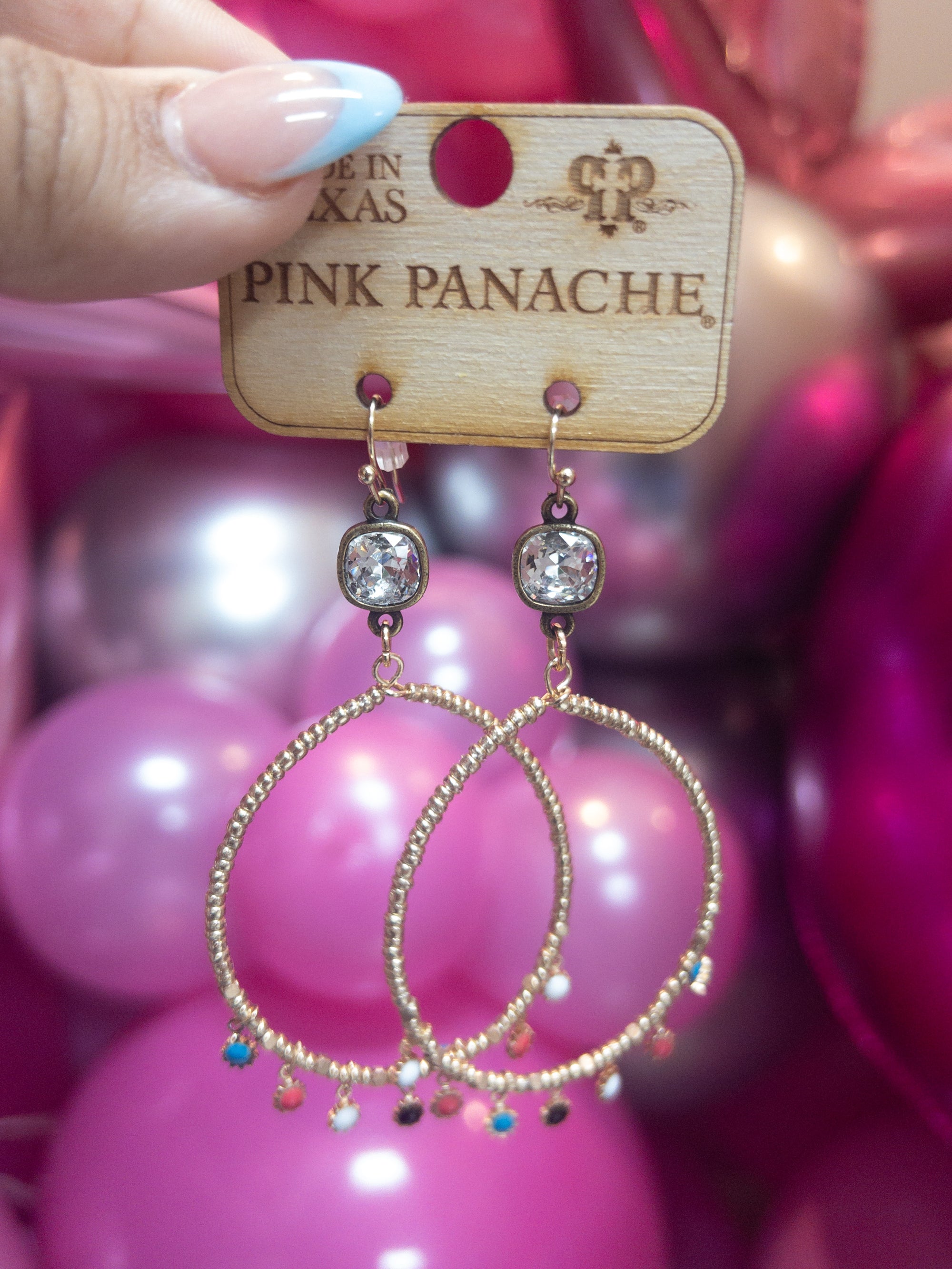 HANNA PINK PANACHE MULTI COLOR CIRCLE DANGLES