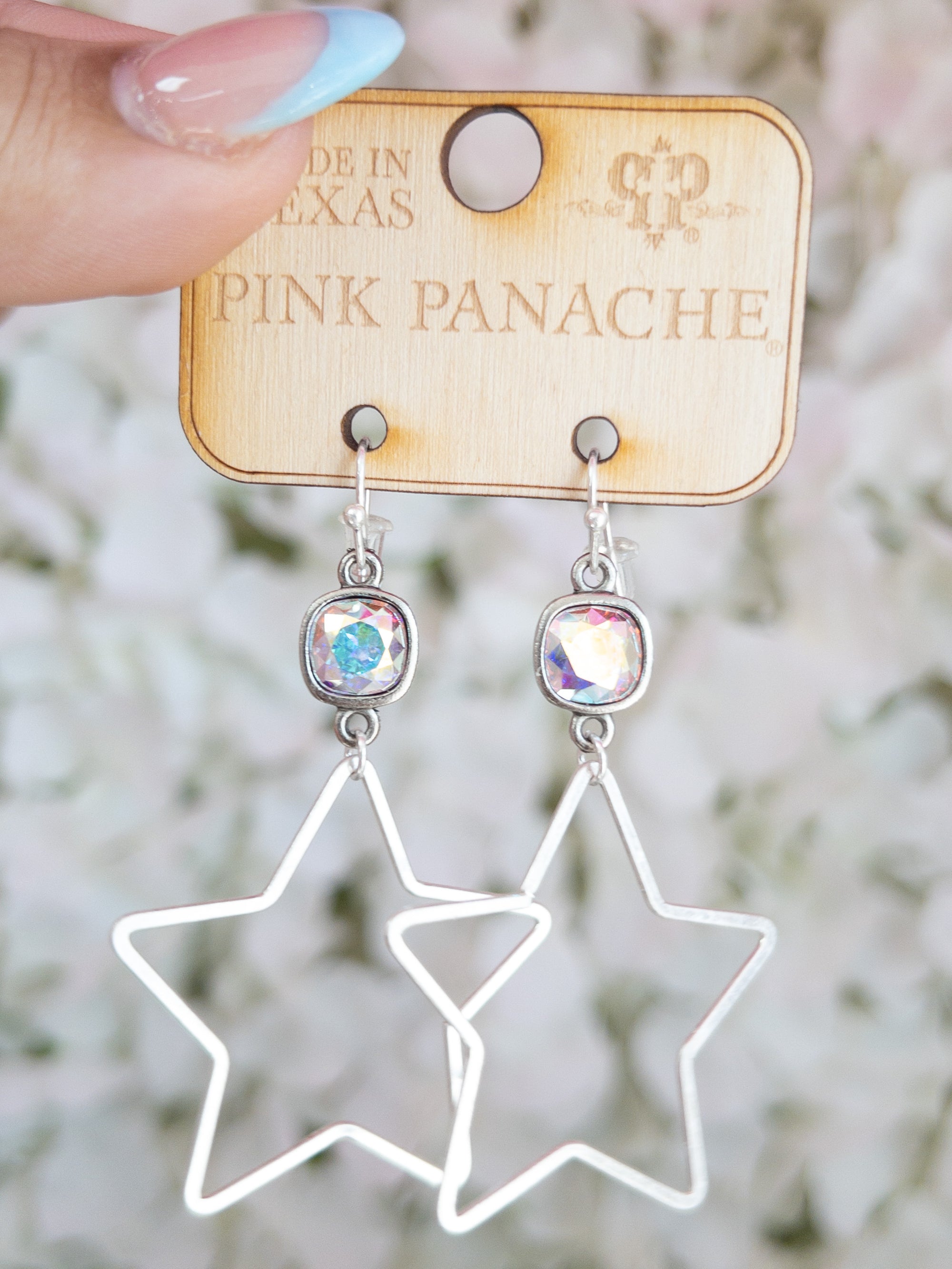 SILVER STAR PINK PANACHE IRIDESCENT DANGLES