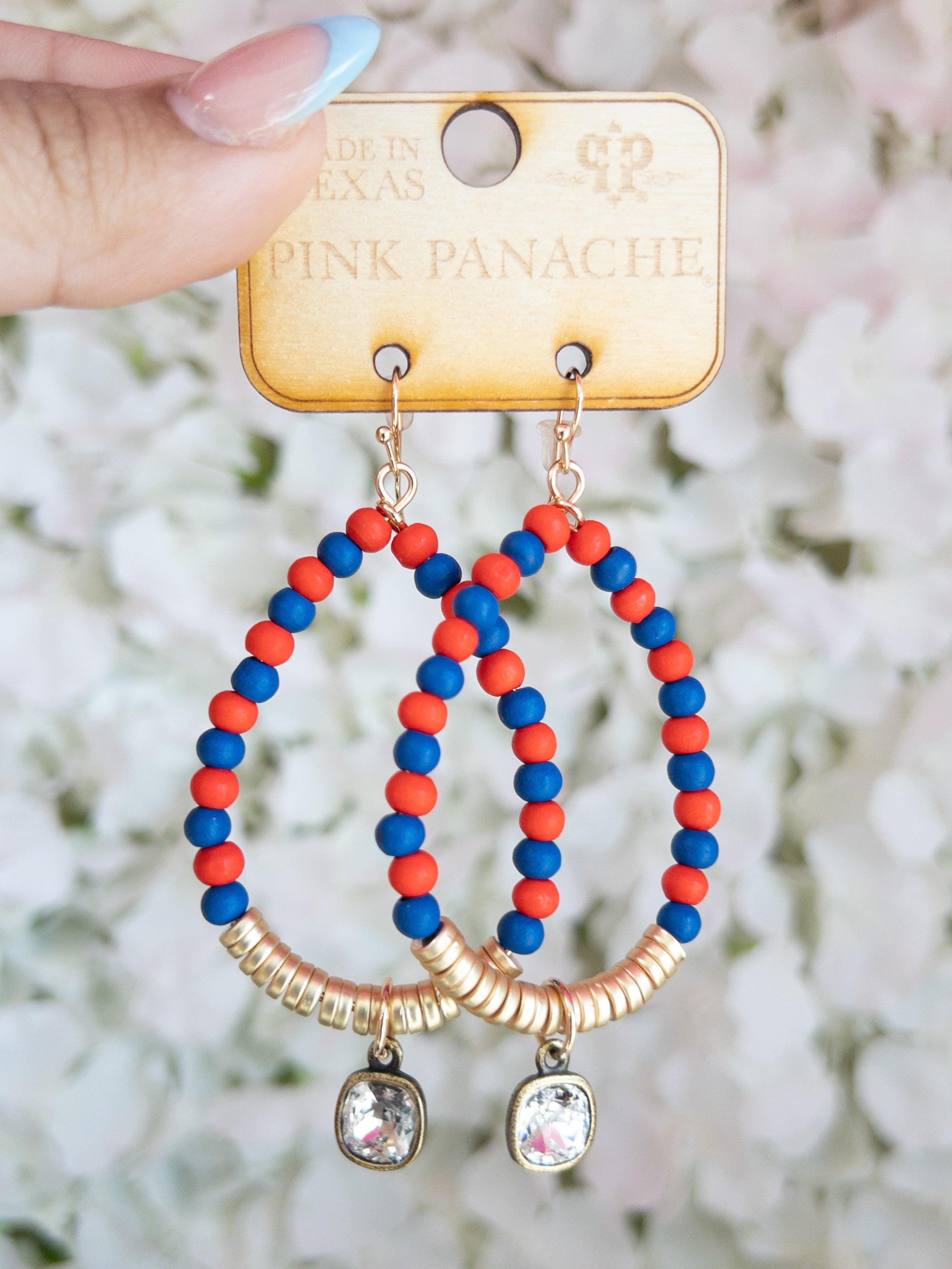 PATRIOTIC TEARDROP PINK PANACHE DANGLES