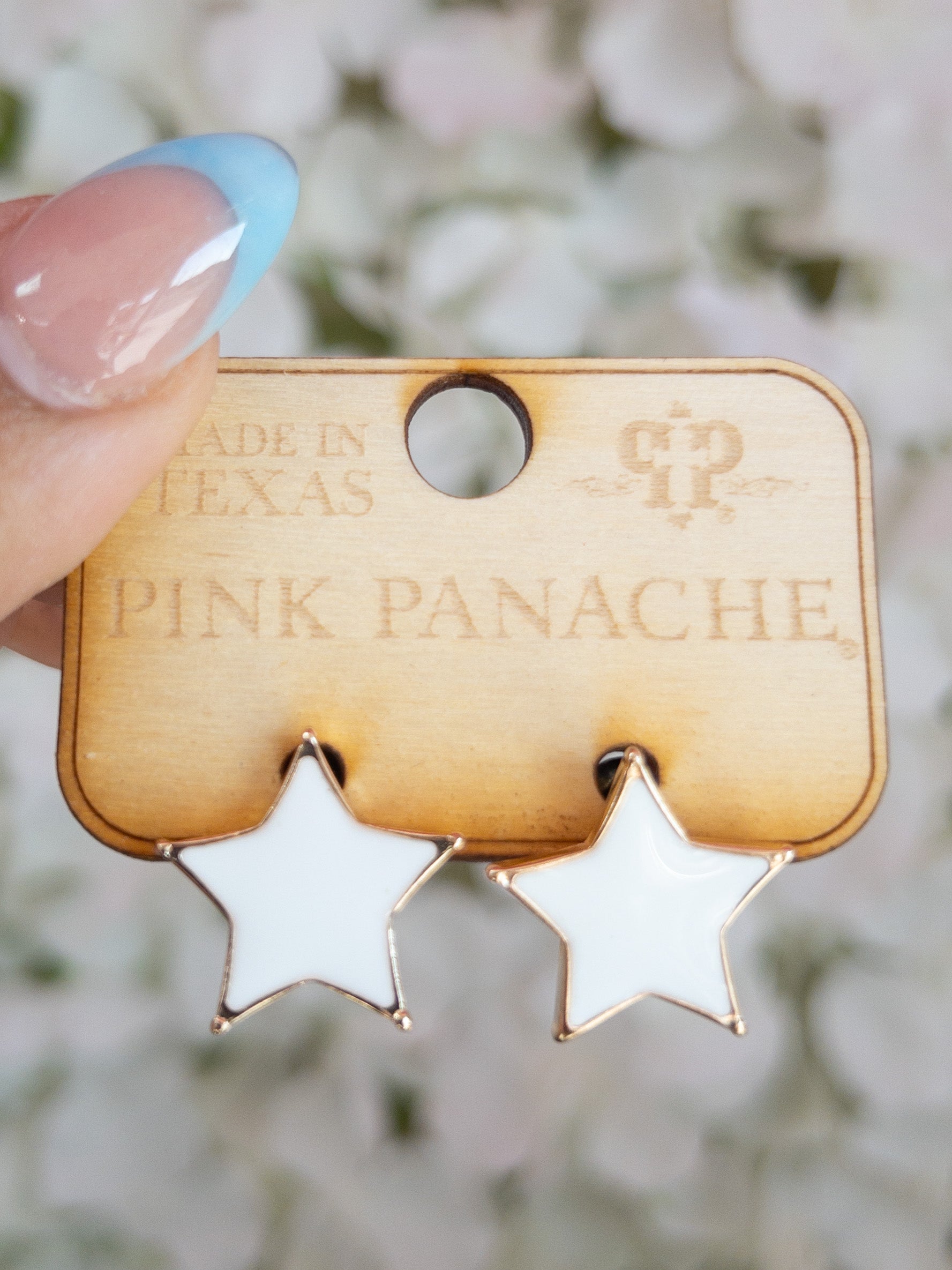 WHITE STAR PINK PANACHE STUDS