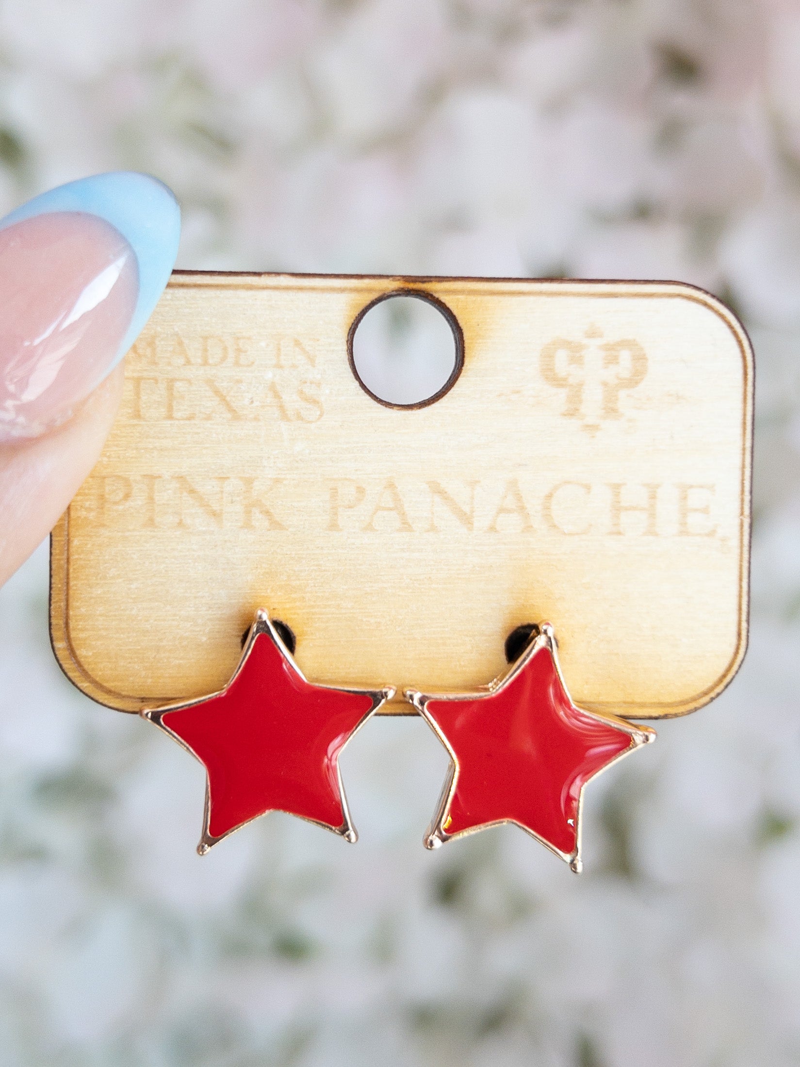 RED STAR PINK PANACHE STUDS