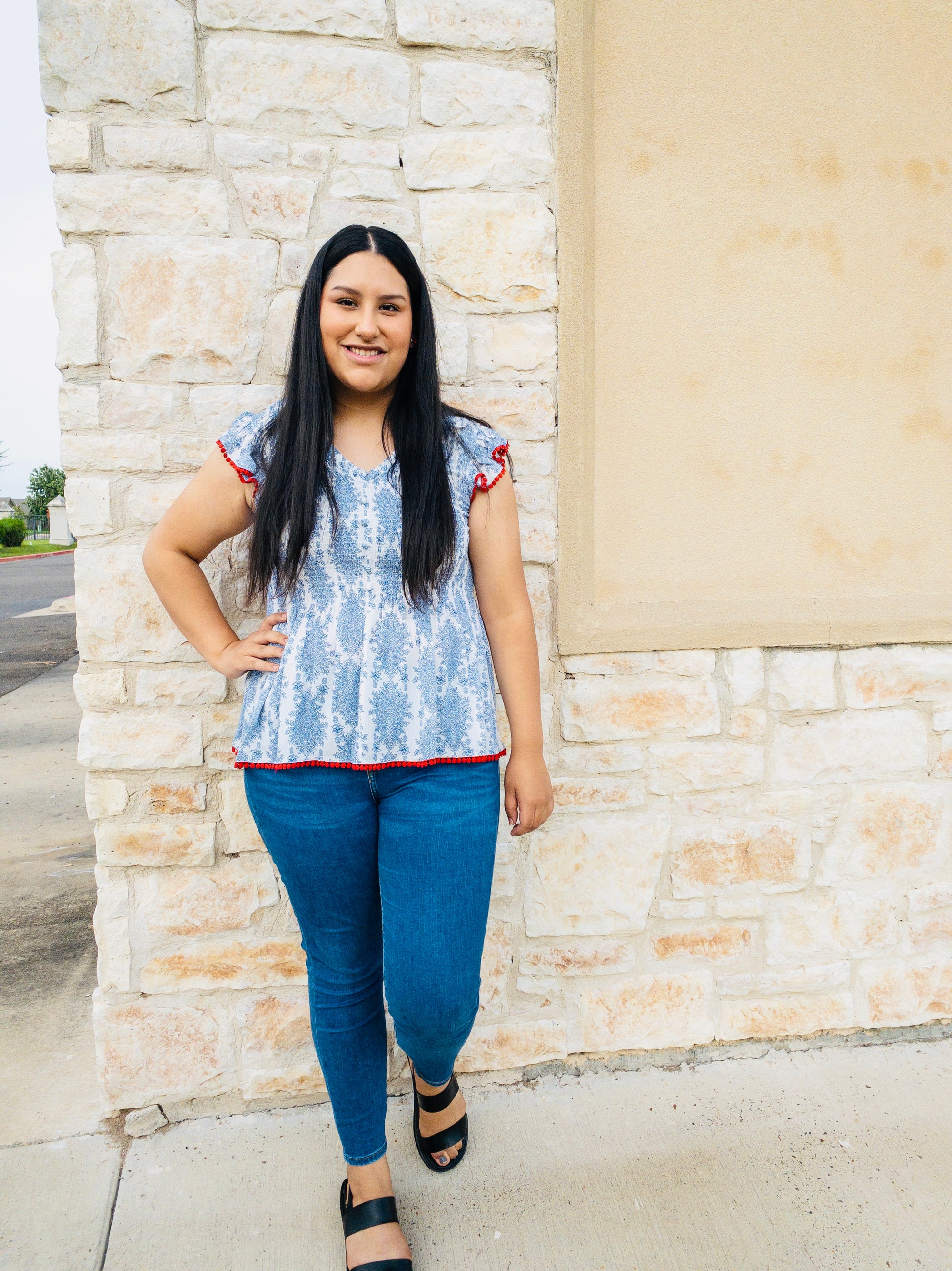 JASMINE SMOCKED PRINTED TOP