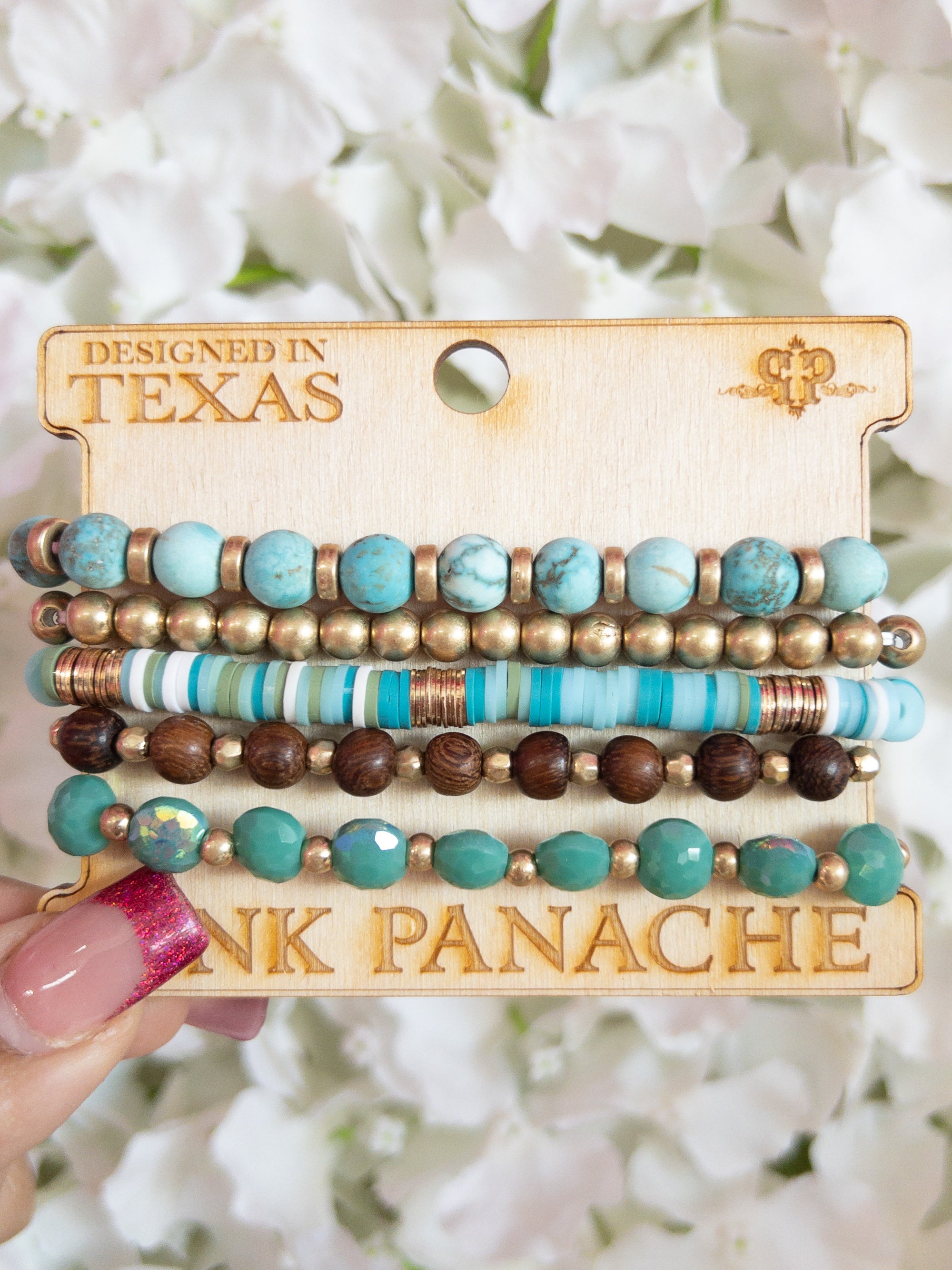 TEAL TURQUOISE MULTI PINK PANACHE BRACELET SET