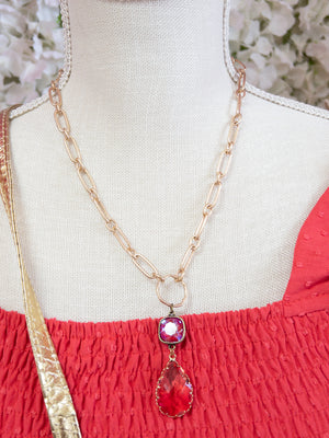 PINK OMBRE GEM LONG PINK PANACHE NECKLACE