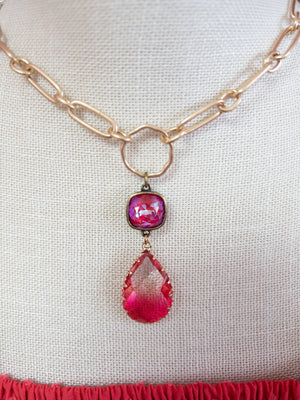 PINK OMBRE GEM LONG PINK PANACHE NECKLACE