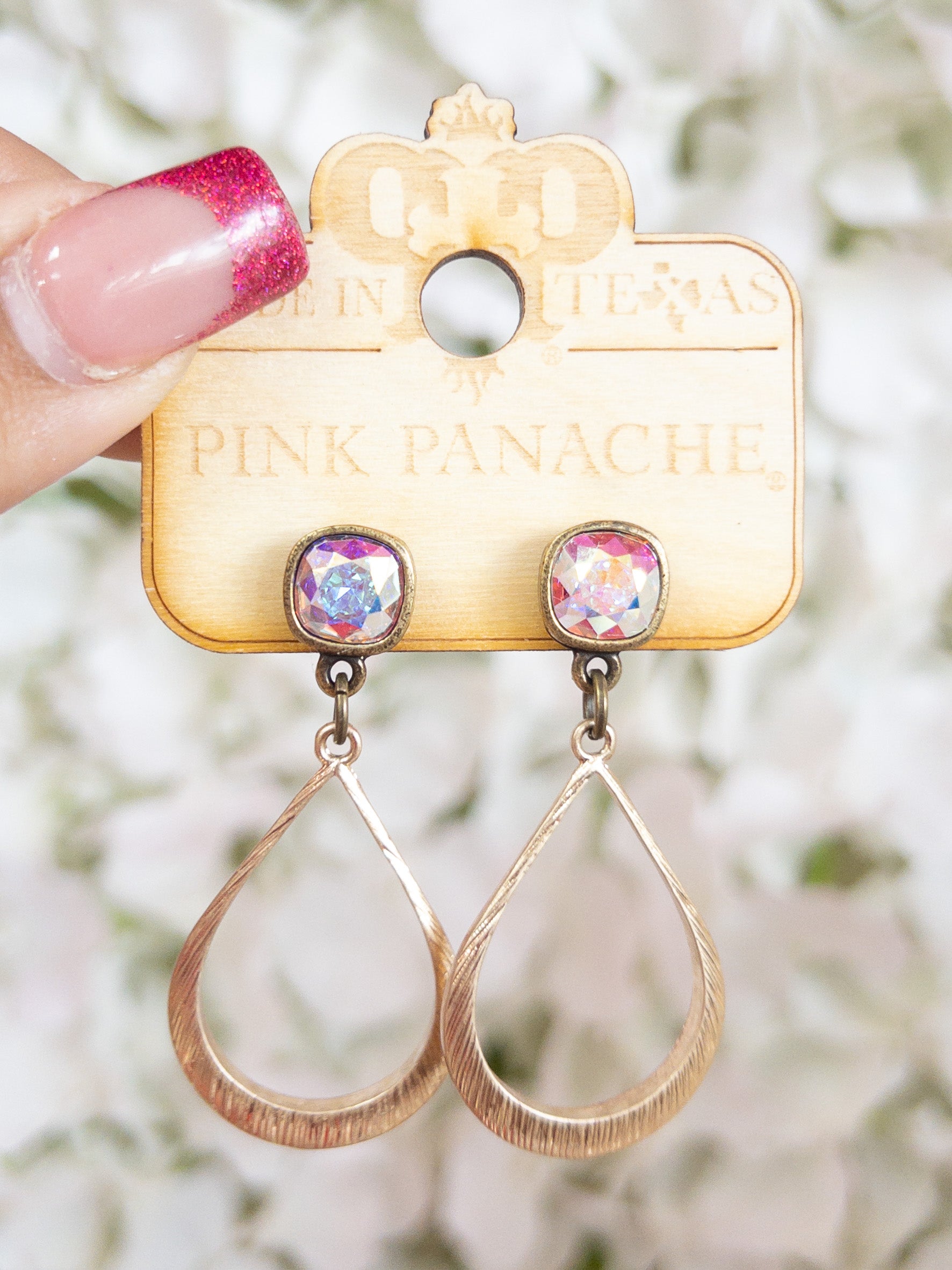 KATY GOLD PINK PANACHE DANGLES