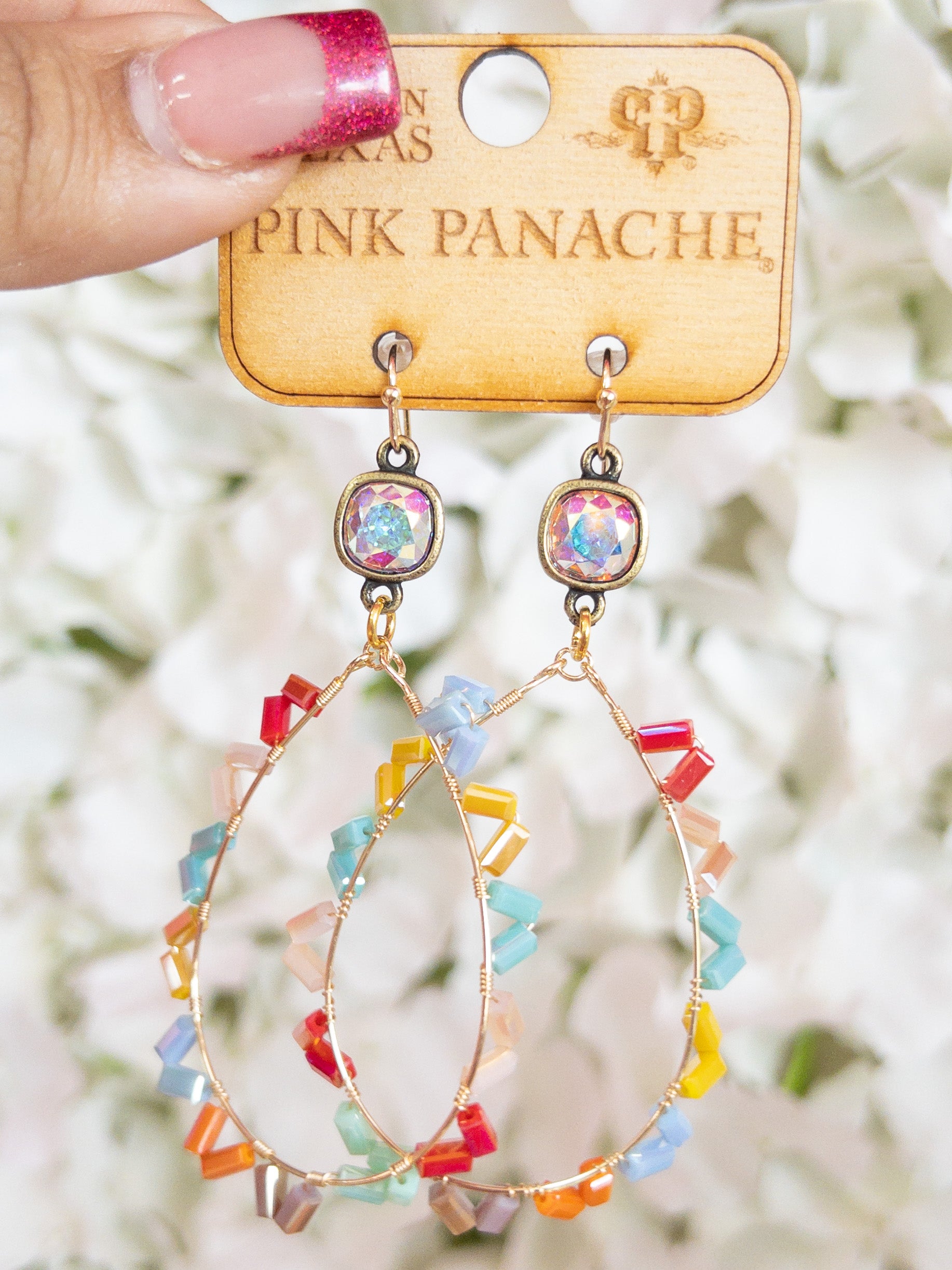 ARTSY MULTI TEARDROP PINK PANACHE DANGLES