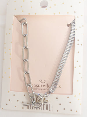 CRYSTAL CHAIN NECKLACE TREASURE JEWELS SILVER/GOLD