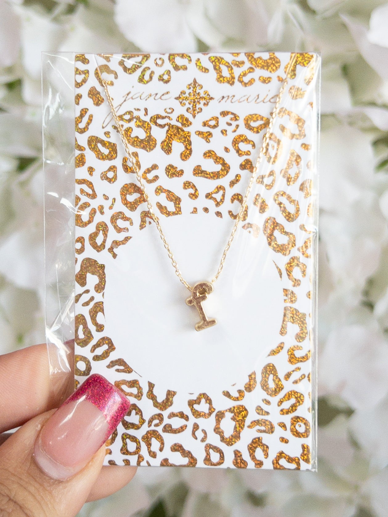 GOLD INITIAL JANE MARIE NECKLACE LEOPARD