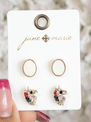 KIDS JANE MARIE 2 SET STUDS WHITE UNICORN