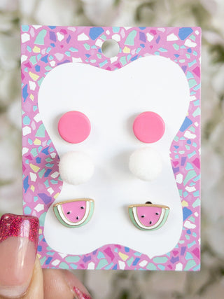 KIDS JANE MARIE WATERMELON STUD SET