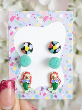 KIDS JANE MARIE MERMAID POM STUD PACK