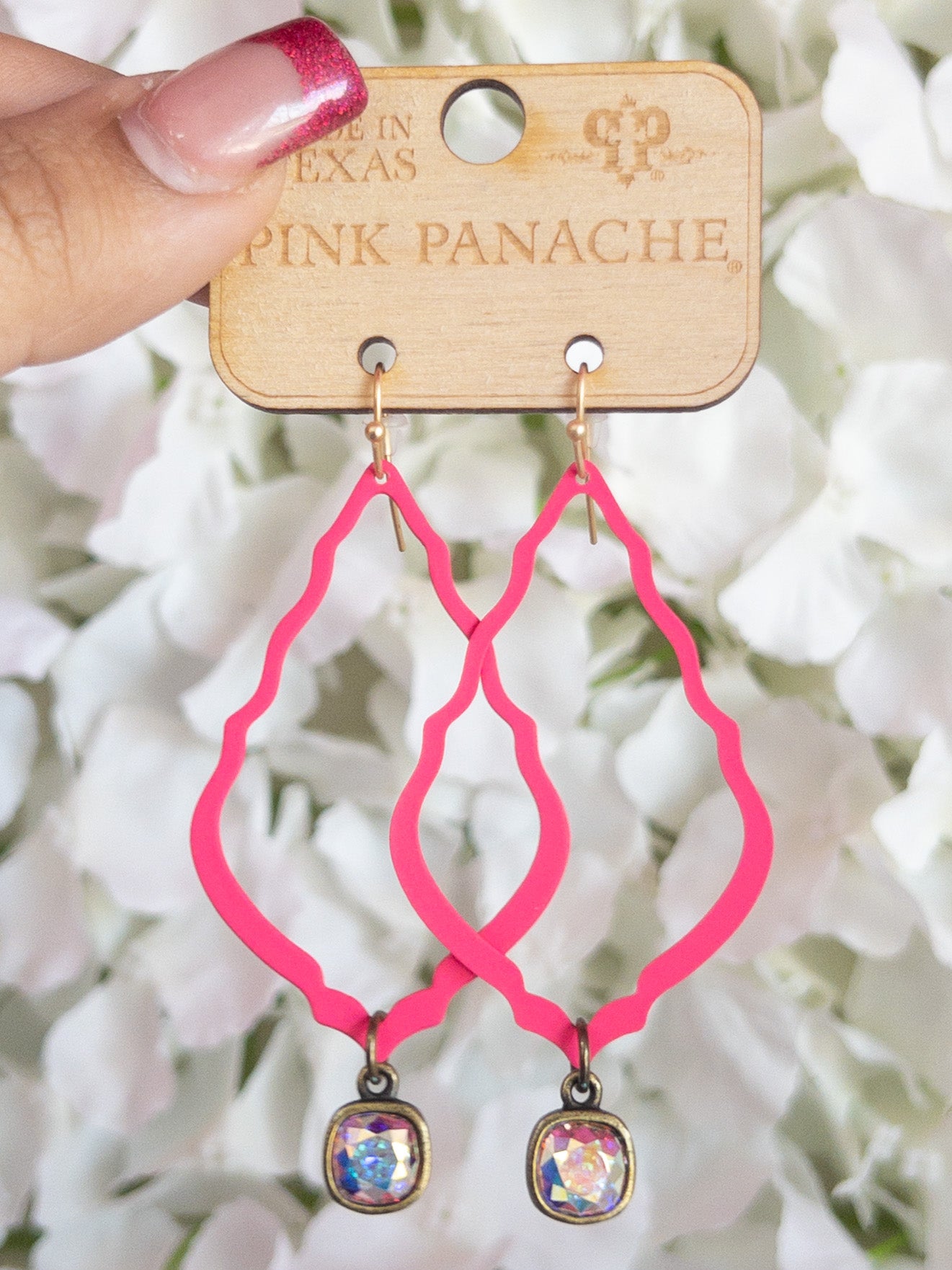 BARBIE PINK JAGGED PINK PANACHE TEARDROP DANGLES