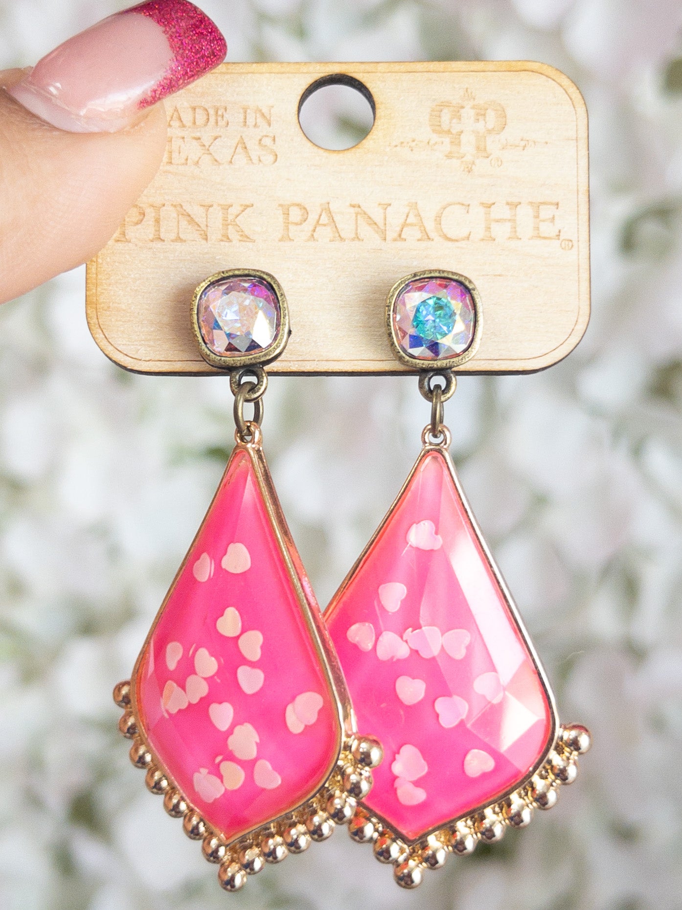 HEART PINK TEARDROP PINK PANACHE DANGLES