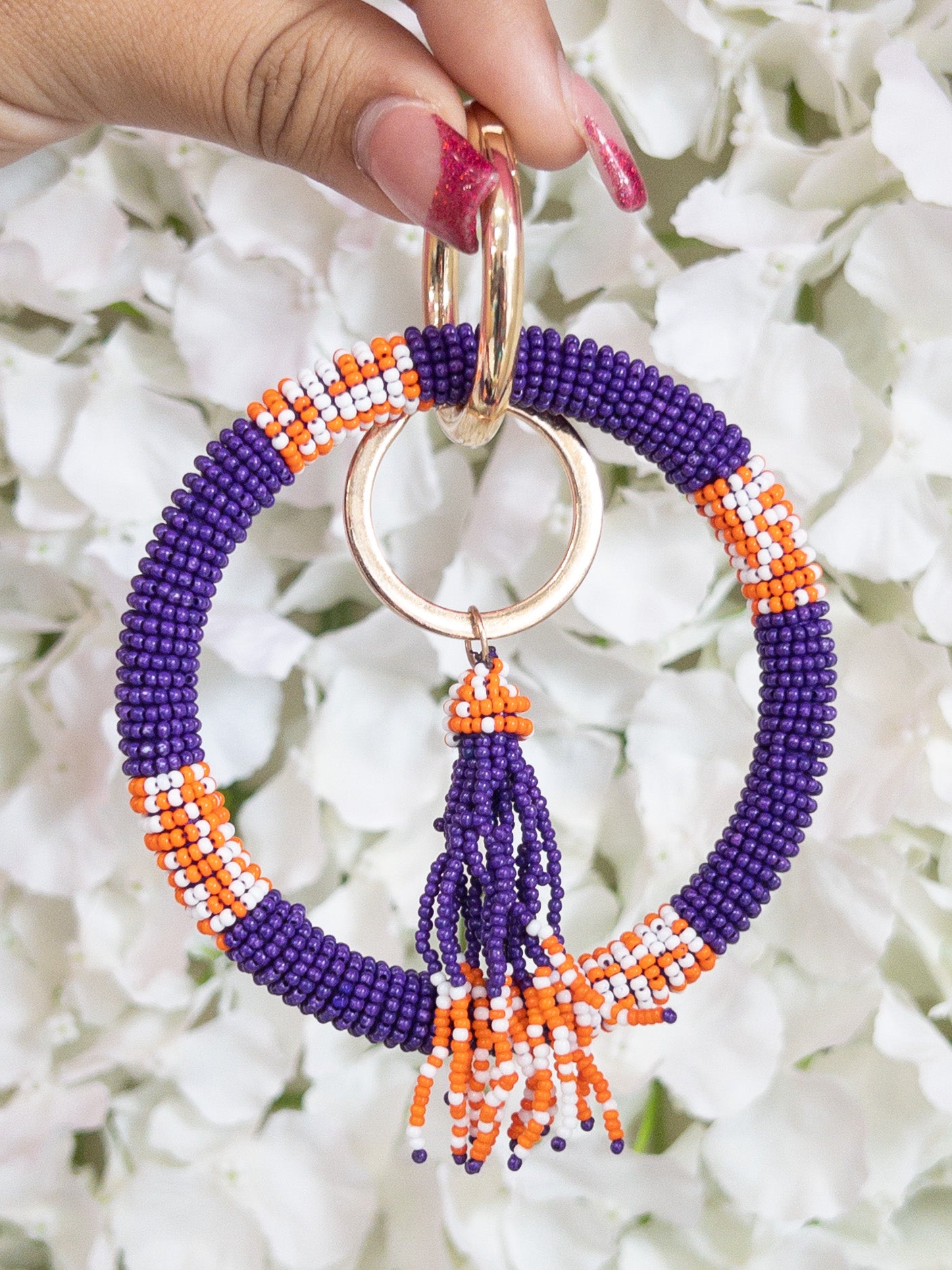 PURPLE AND ORANGE KEY RING LA CHIC