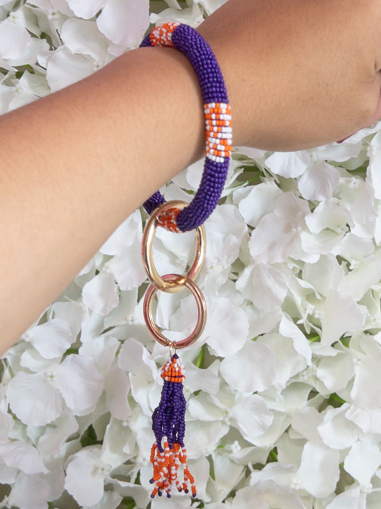 PURPLE AND ORANGE KEY RING LA CHIC