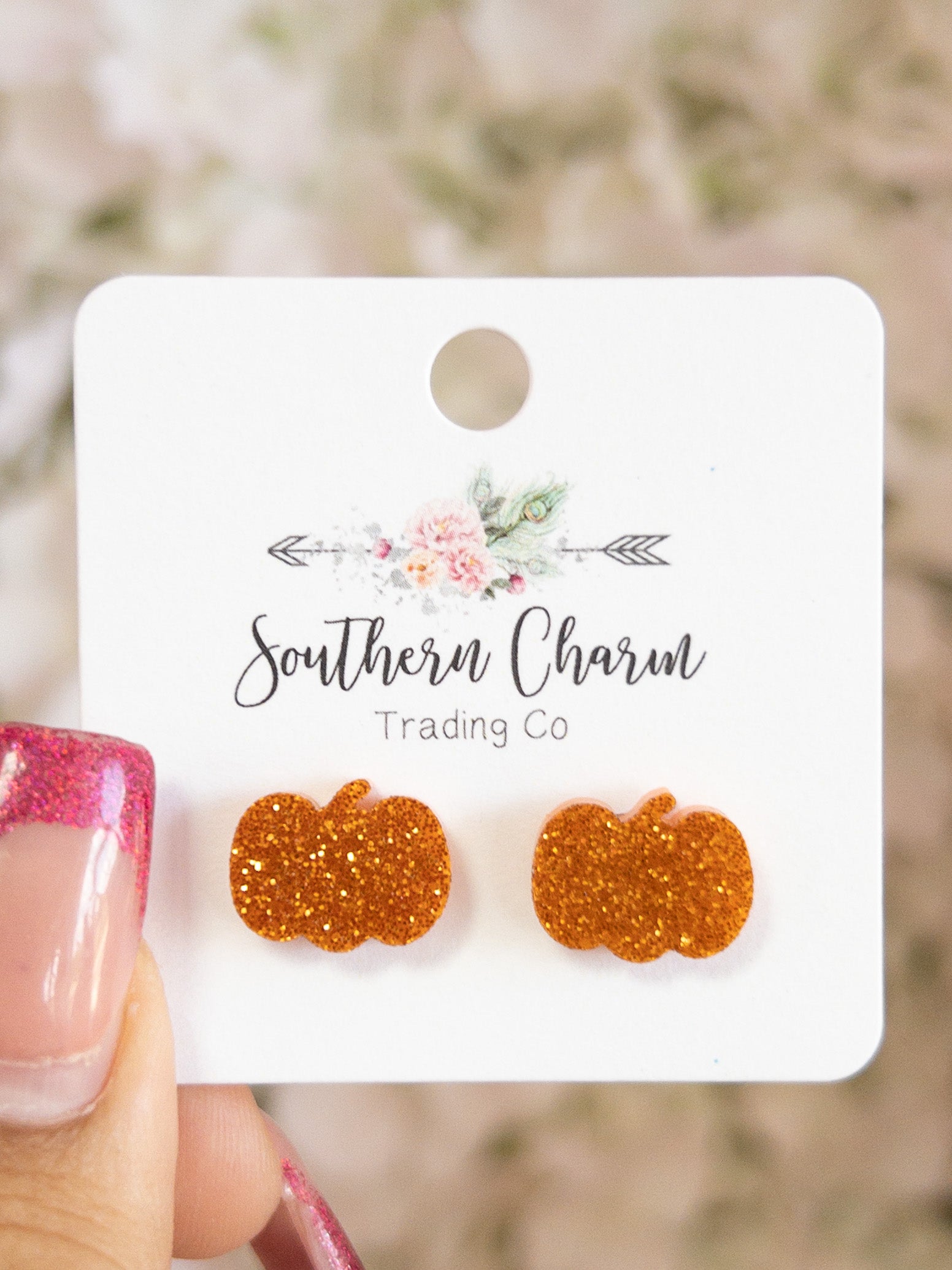 SOUTHERN CHARM GLITTER PUMPKIN STUD