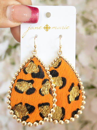 JANE MARIE ORANGE LEOPARD TEARDROP