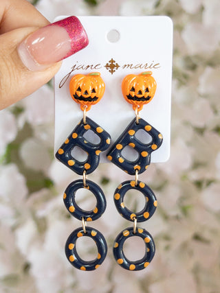 JANE MARIE PUMPKIN WITH JET AND ORANGE DOTTED BOO