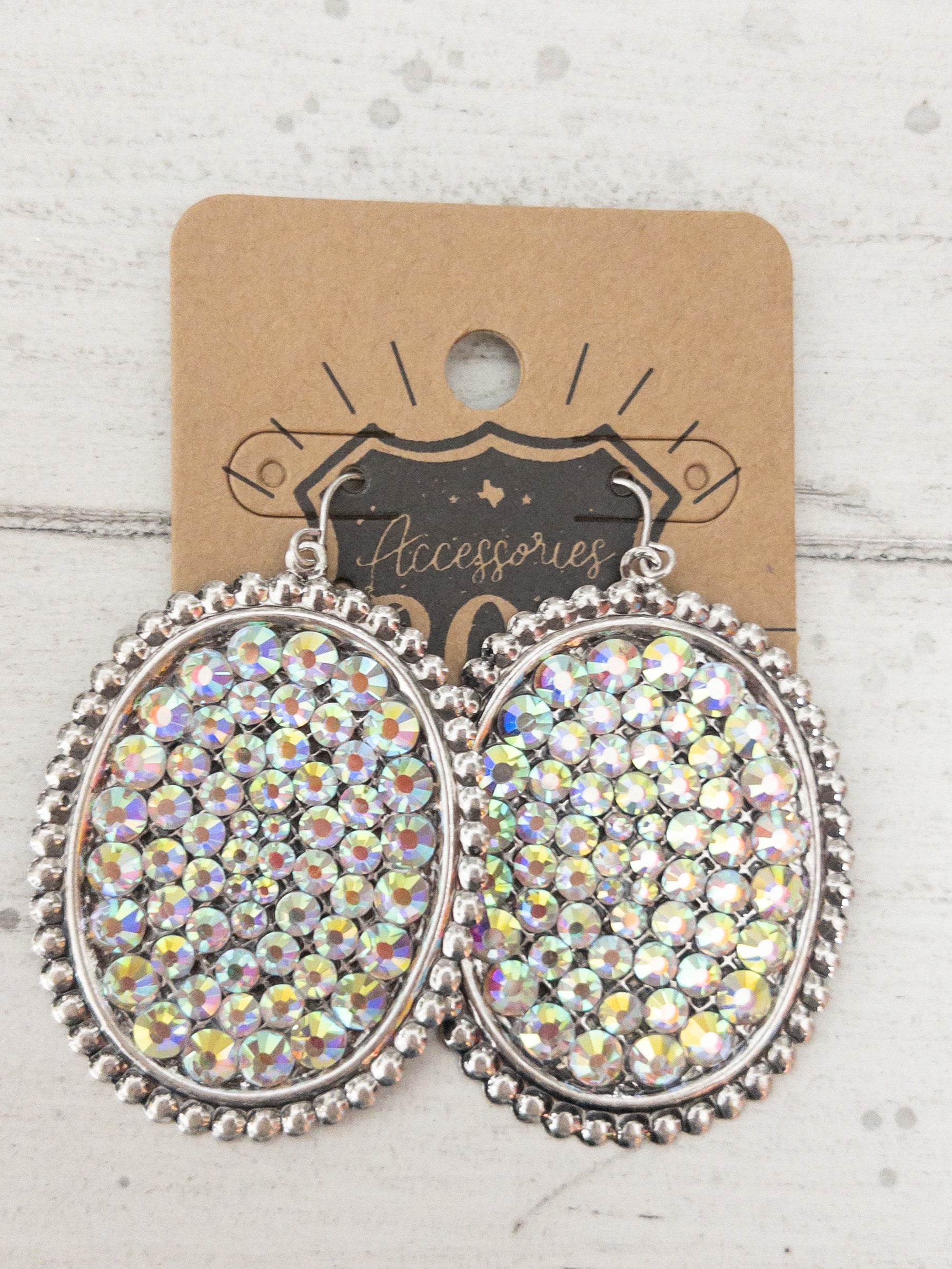 SILVER TRIM IRIDESCENT WESTERN BLING LG 806 DANGLES