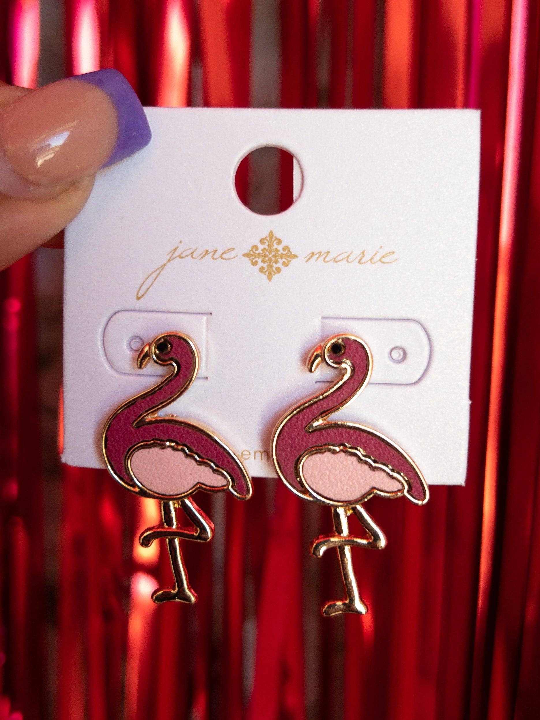 JANE MARIE LARGE STUDS FLAMINGO