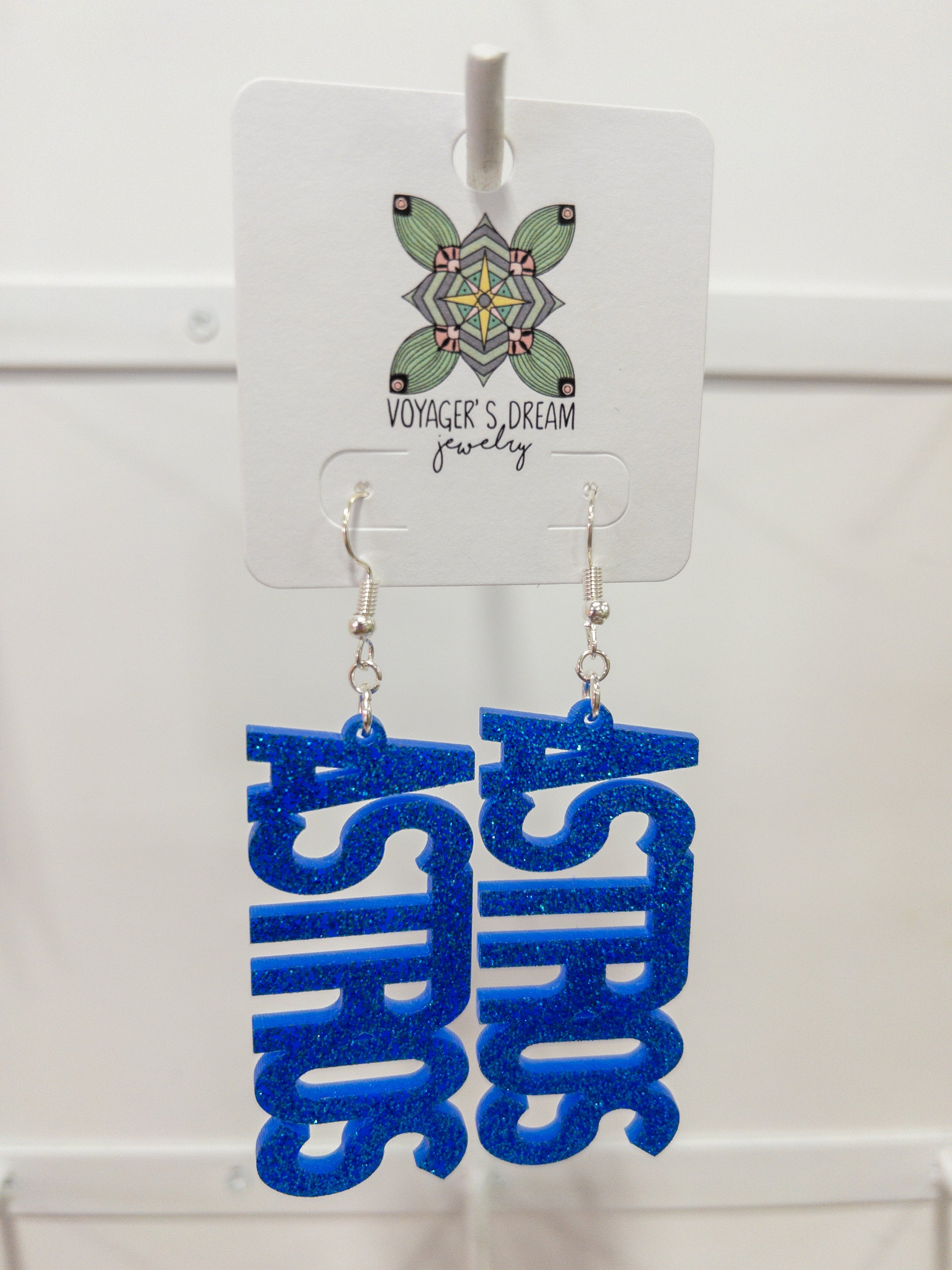 ASTRO GLITTER BLUE HOOK EARRINGS