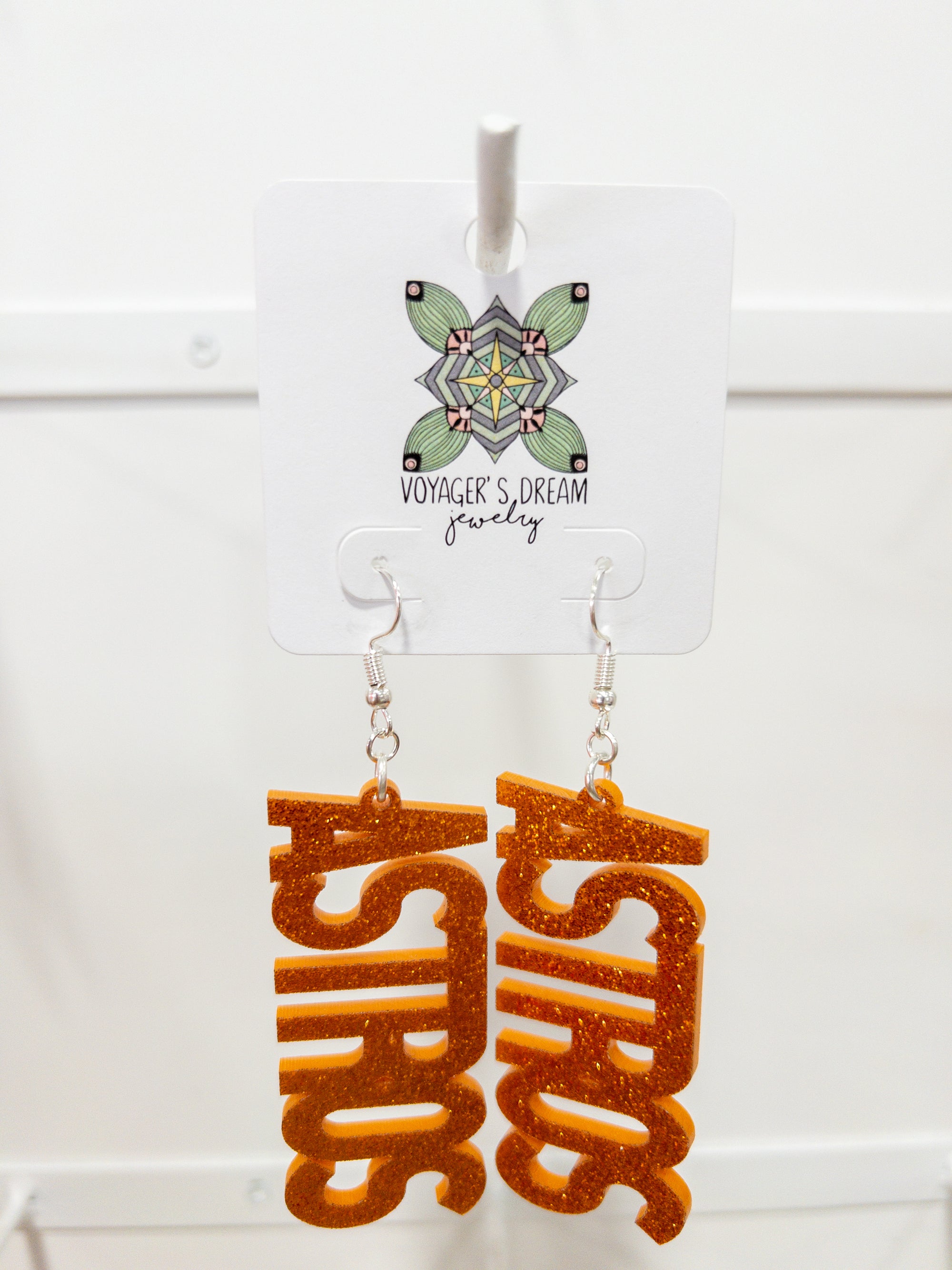 ASTRO GLITTER ORANGE HOOK EARRINGS