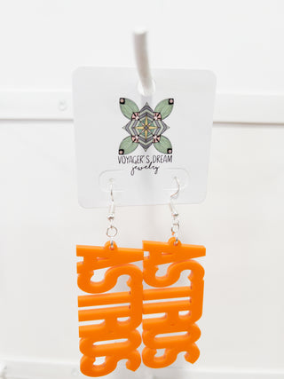 ASTRO ORANGE MATTE HOOK EARRINGS