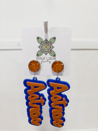 DRUZY DOUBLE LAYER ORANGE GLITTER EARRINGS