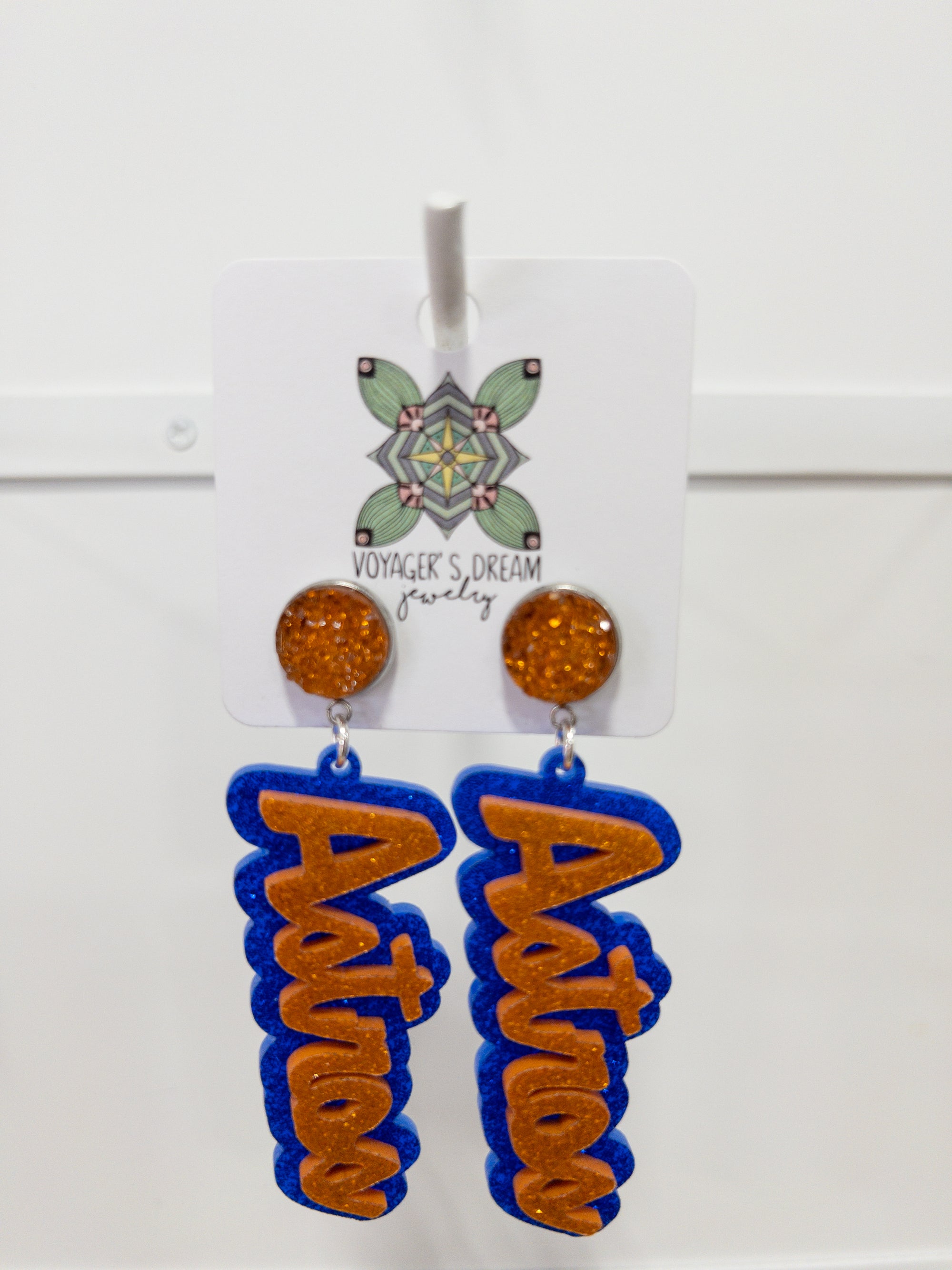 DRUZY DOUBLE LAYER ORANGE GLITTER EARRINGS