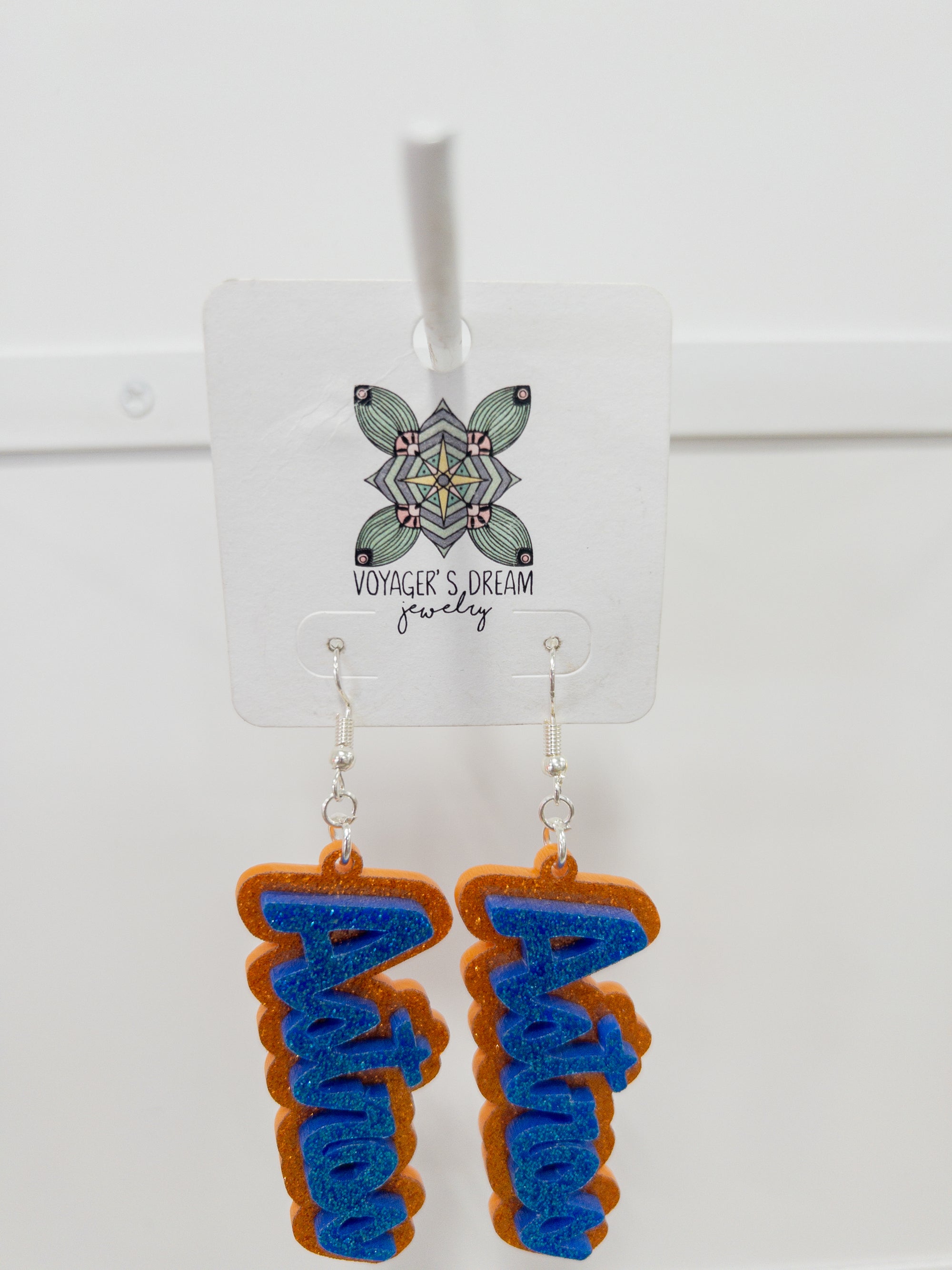 DOUBLE LAYER BLUE GLITTER ASTROS HOOK EARRINGS