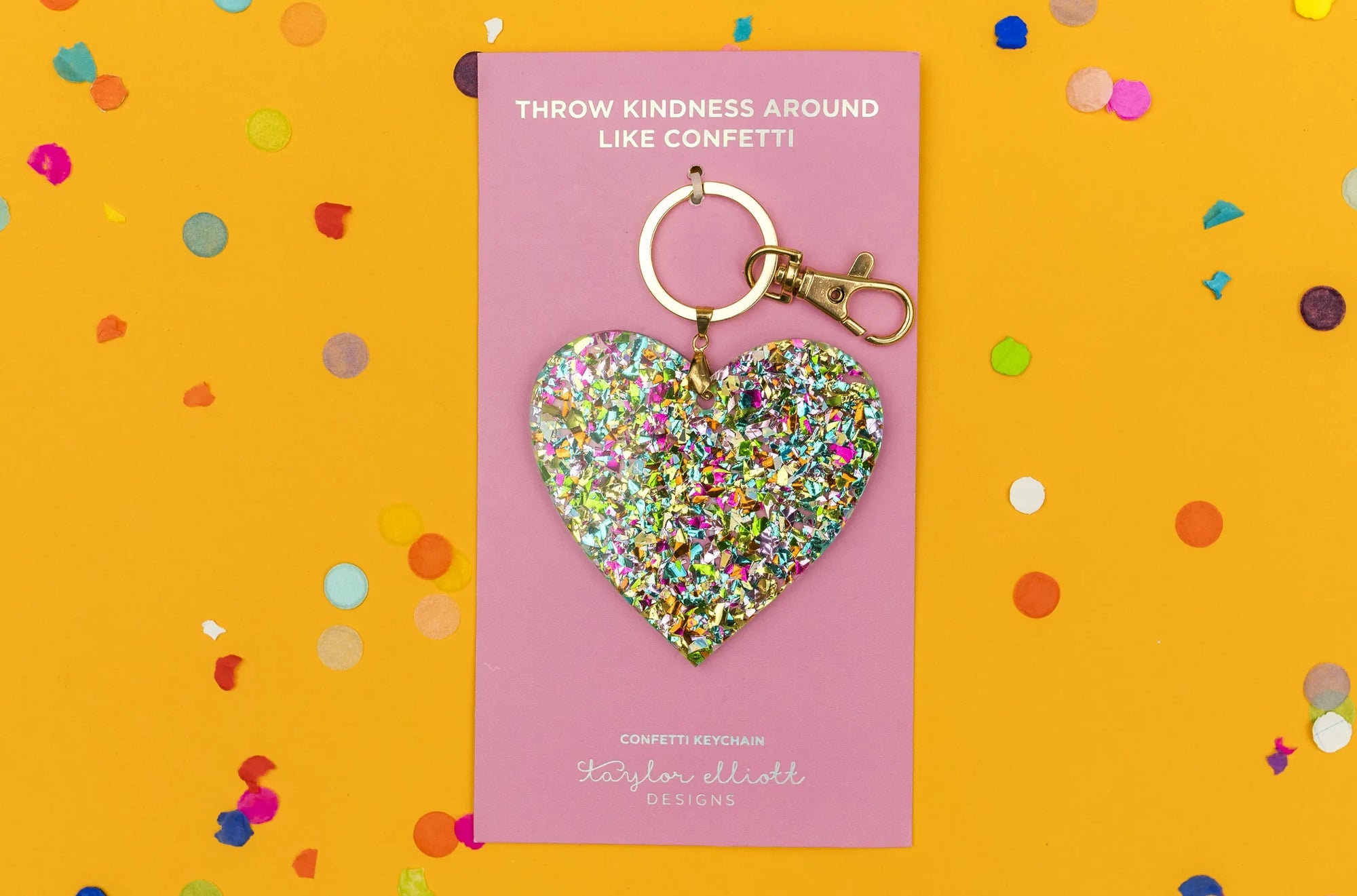 CONFETTI ACRYLIC HEART KEYCHAIN