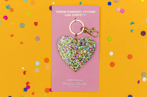 CONFETTI ACRYLIC HEART KEYCHAIN