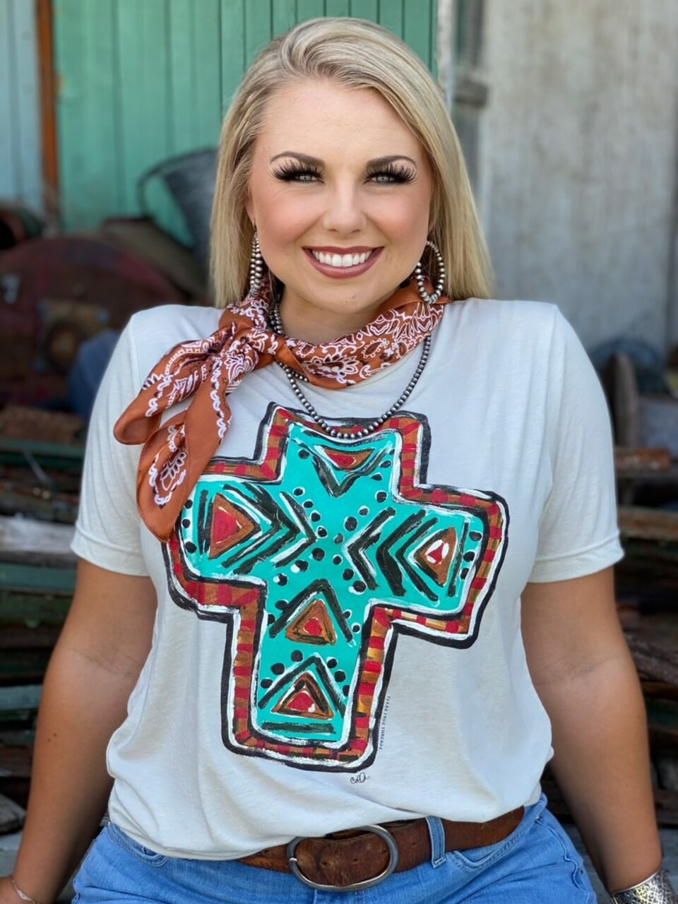 CALLIE'S AZTEC CROSS TEE