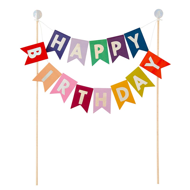 HAPPY BIRTHDAY BRIGHT GARLAND CAKE TOPPER