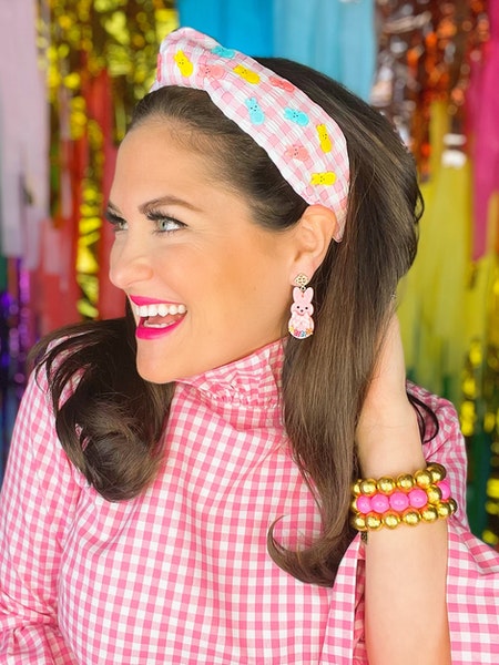 Brianna Cannon Adult Size Pink Gingham Peeps Headband