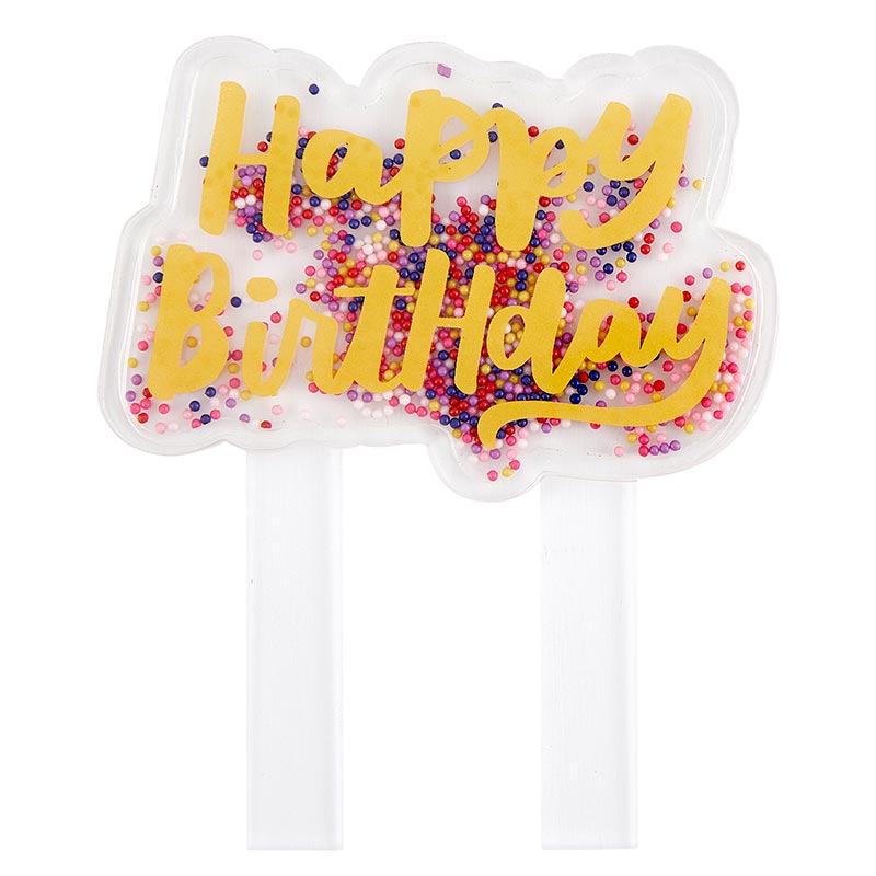BIRTHDAY MULTI-COLOR BEAD FILLED CAKE TOPPER