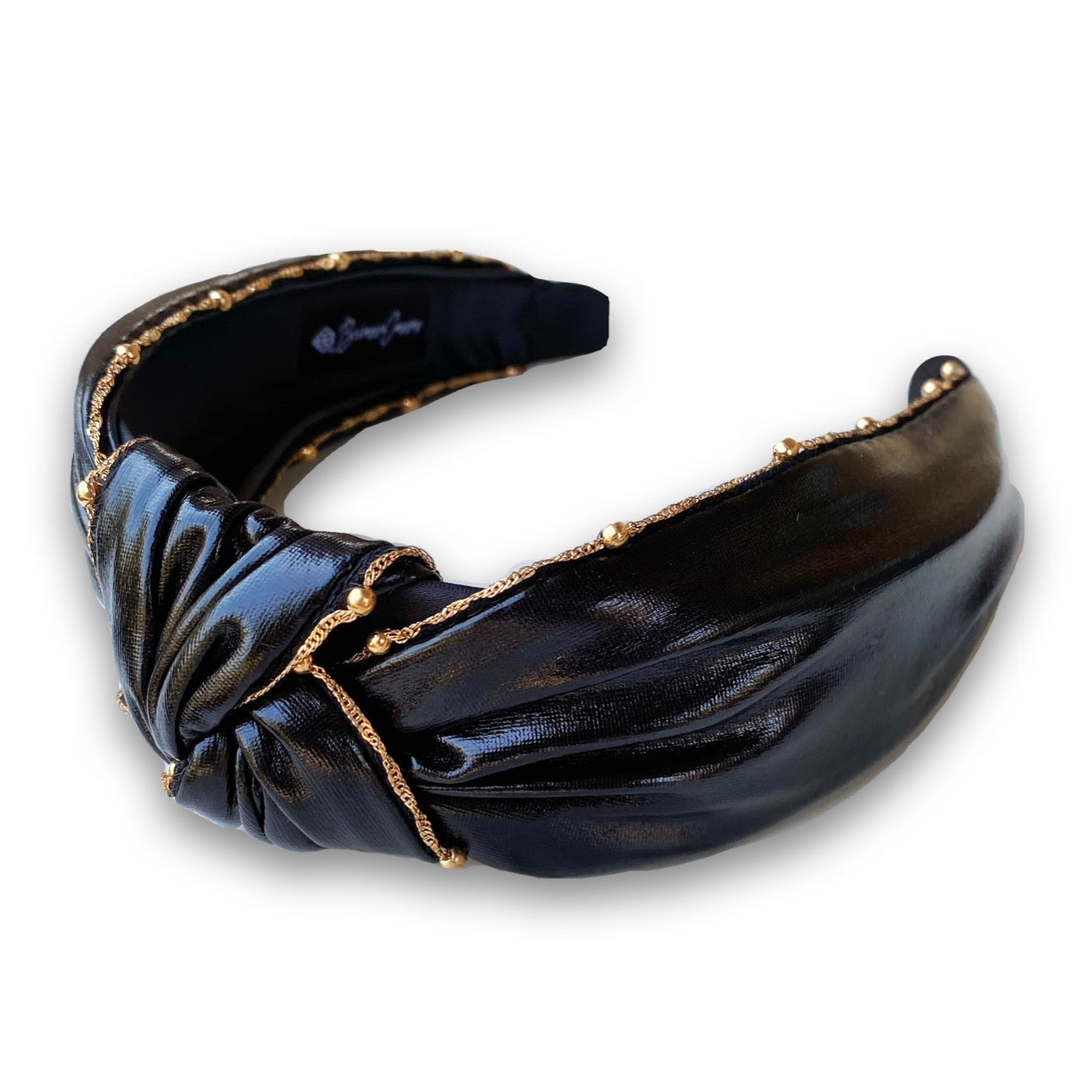 LEATHER KNOTTED HEADBAND BLACK