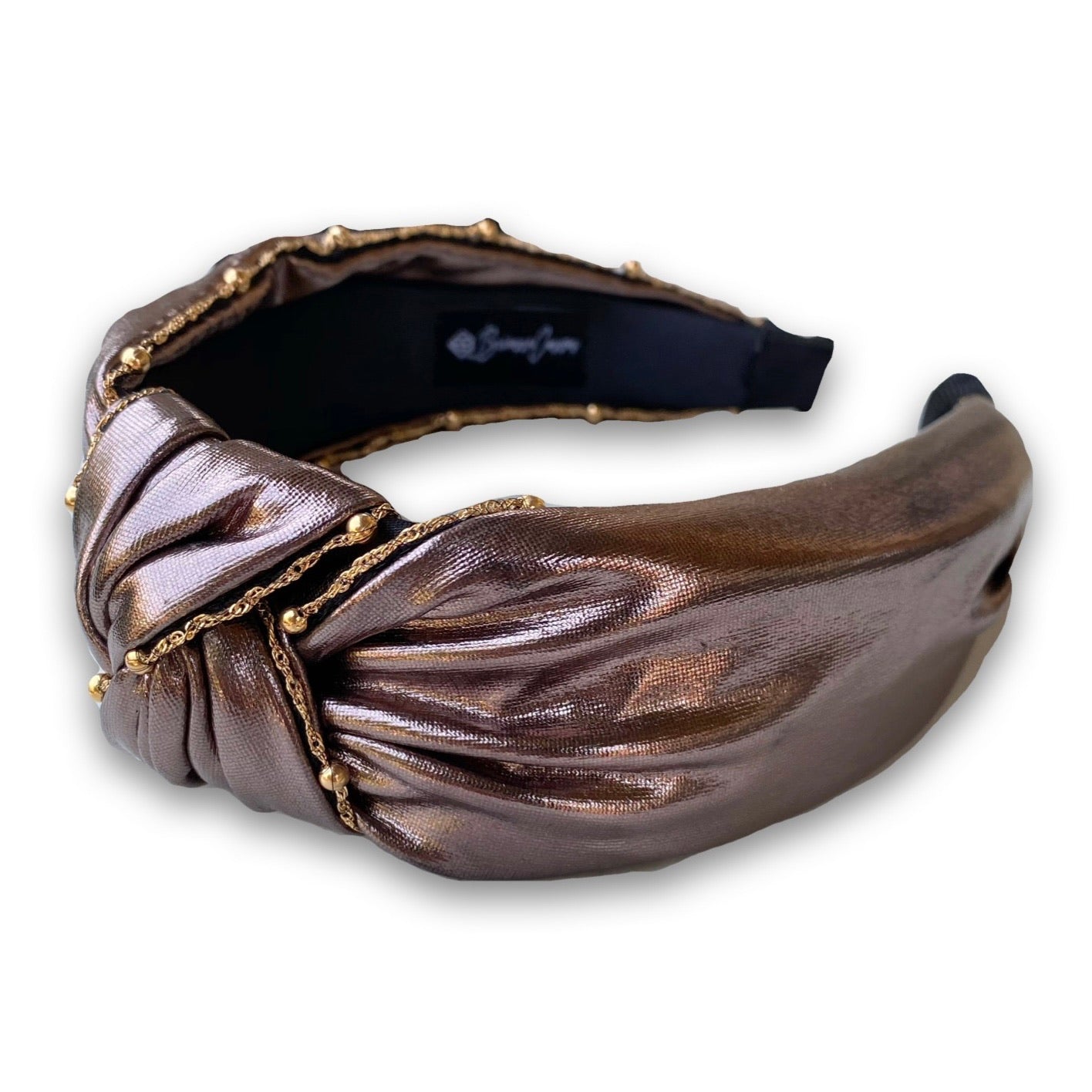 BRIANNA CANNON LEATHER KNOTTED HEADBAND BRONZE