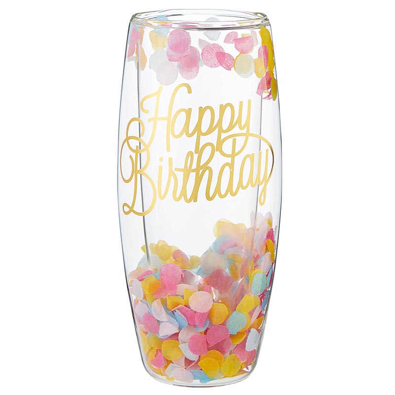 HAPPY BIRTHDAY  CONFETTI CHAMPAGNE GLASS