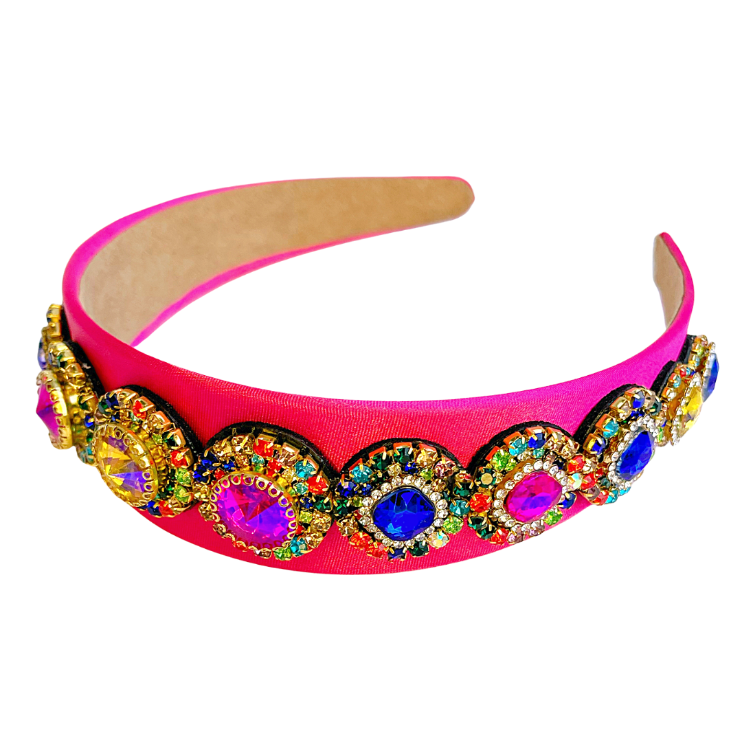 BRIANNA CANNON PINK JEWELED MEDALLION HEADBAND