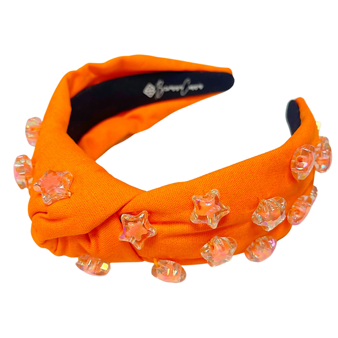 BRIANNA CANNON Orange Headband with Iridescent Stars