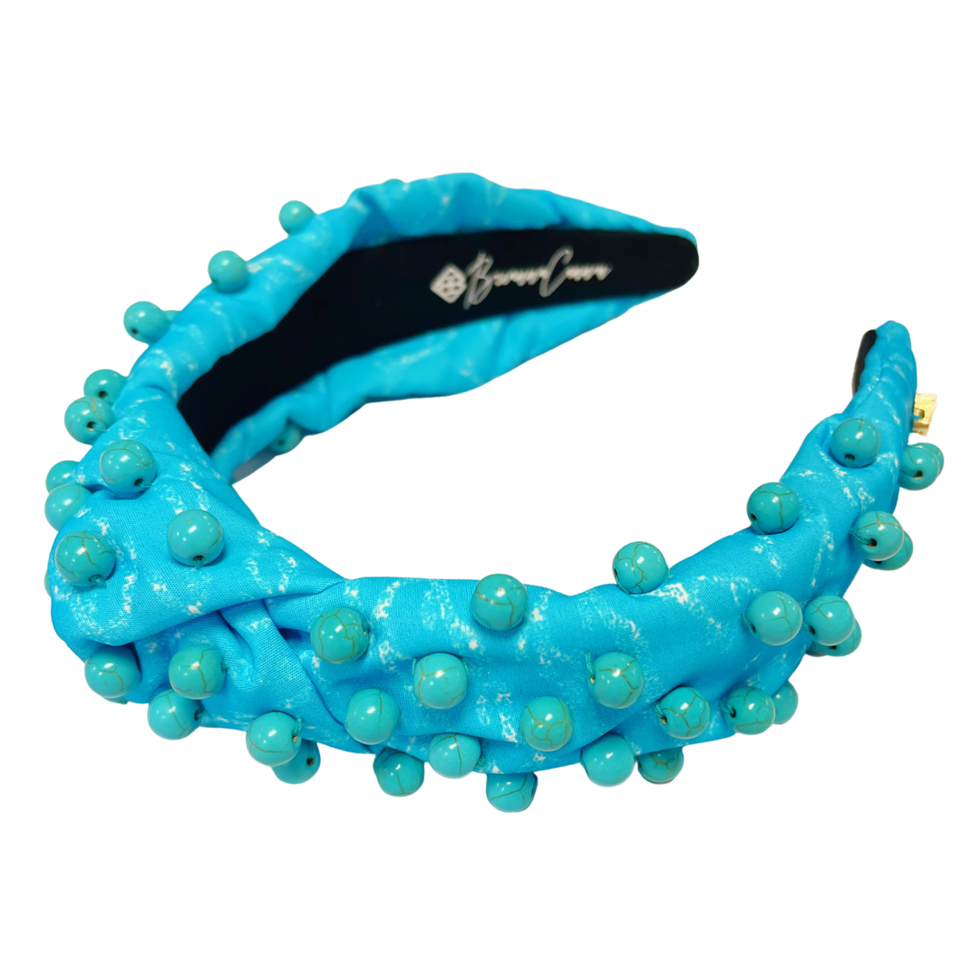 BRIANNA CANNON TURQUOISE BLUE BEADED HEADBAND