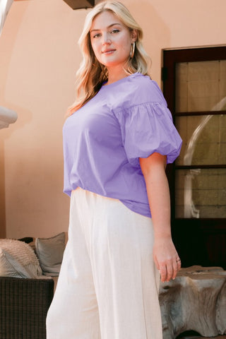 PURPLE PUFF SLEEVE TOP