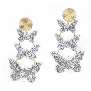 JANE MARIE SILVER GLITTER BUTTERFLY
