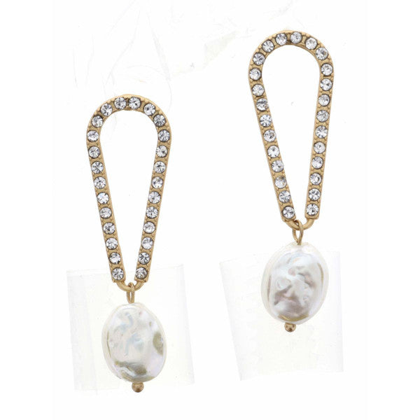 JANE MARIE CLEAR CRYSTAL TEARDROP WITH PEARL