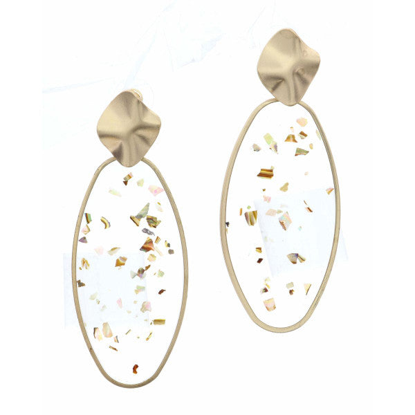 JANE MARIE GOLD HAMMERED OVAL RESIN